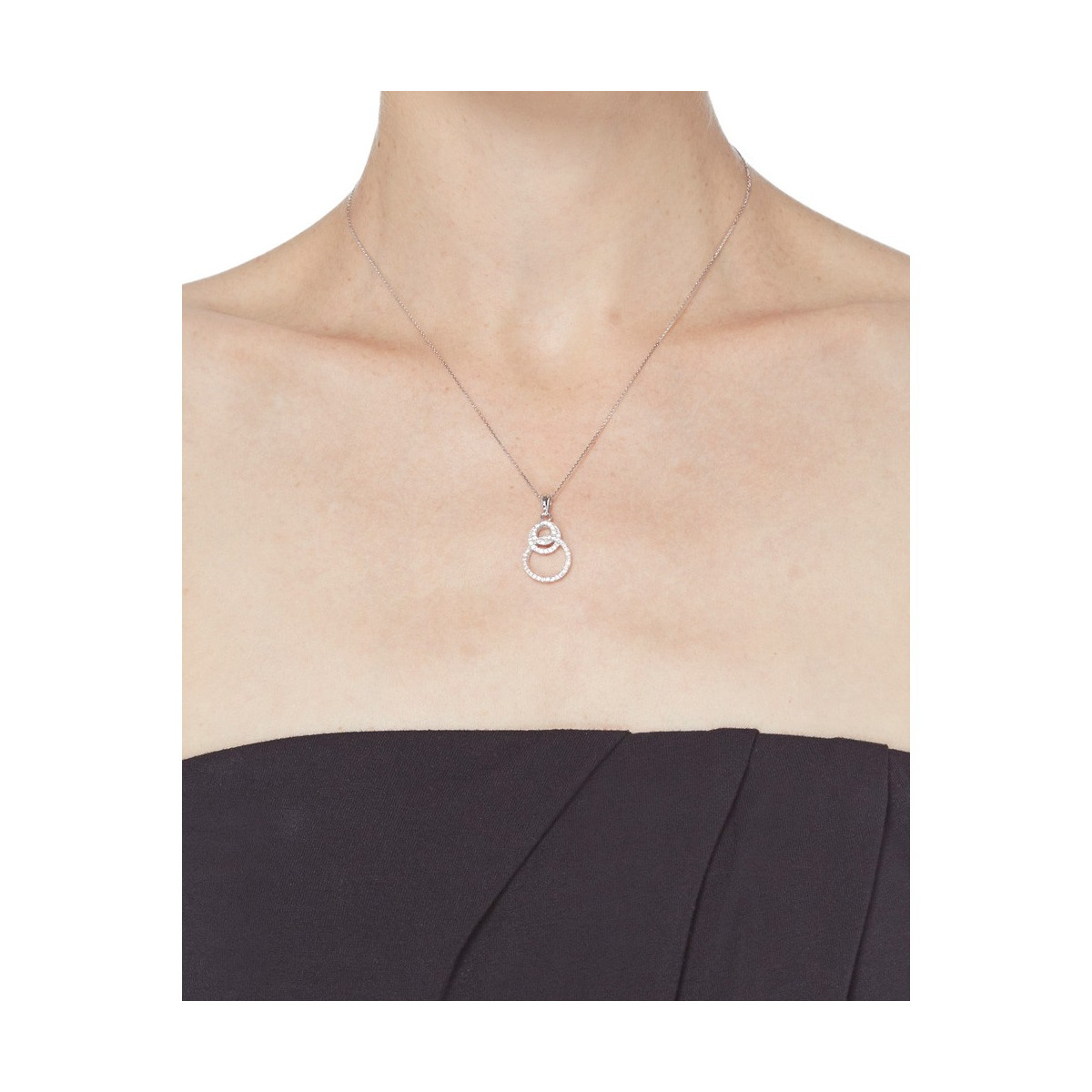 Pendentif argent et oxydes de zirconium "Cercles passionnément " + chaîne argent offerte