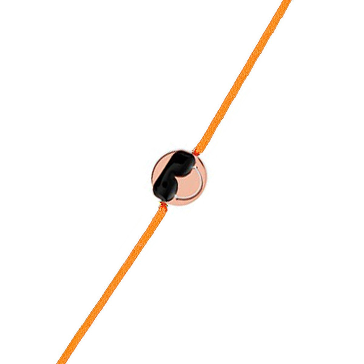 Bracelet Femme Smiley Cool Vermeil Rose Bracelet cordon Smiley vermeil rose et cordon orange "Cool"