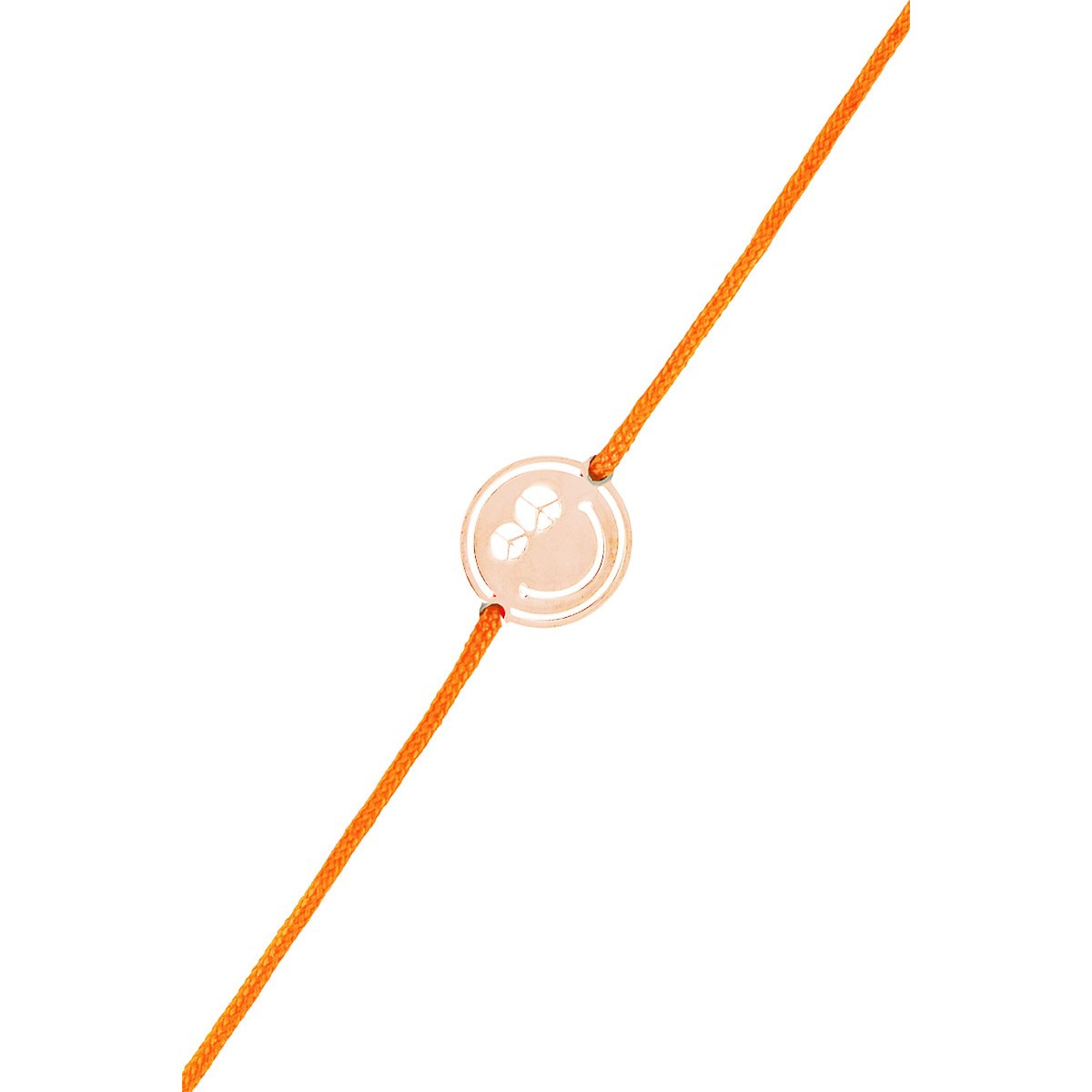 Bracelet Femme Smiley Peace & Love Cordon Orange En Vermeil Rose Bracelet cordon Smiley vermeil rose et cordon orange "Peace & Love"