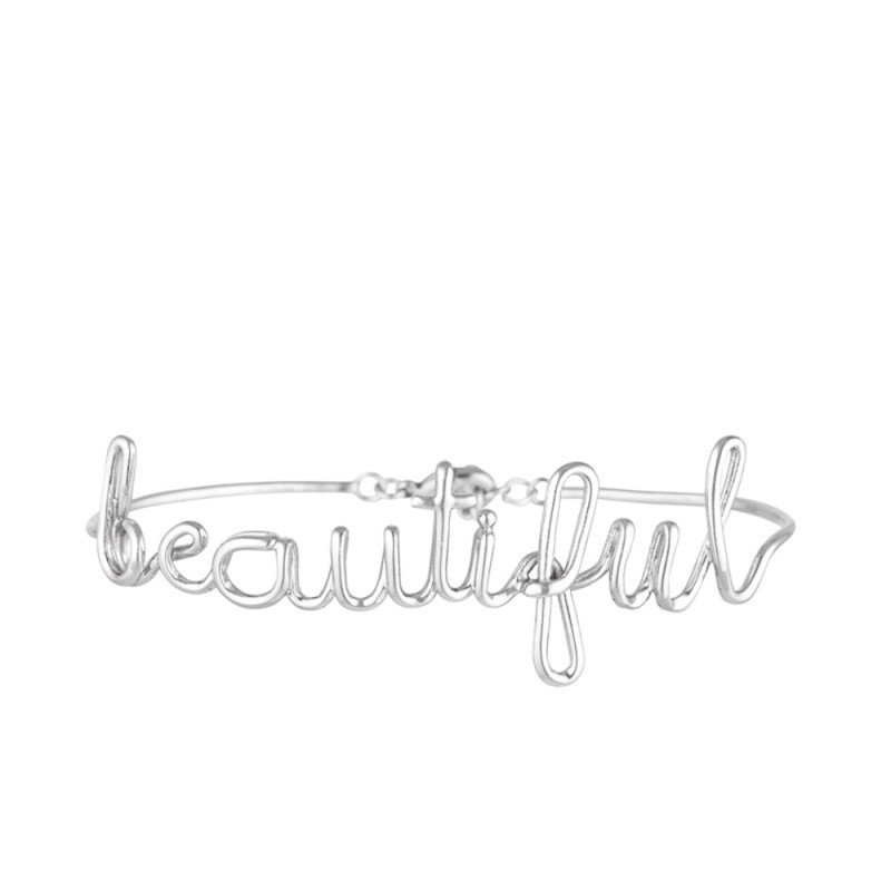 Bracelet Jonc à message "BEAUTIFUL" argenté Bracelet Jonc à message "BEAUTIFUL" argenté
