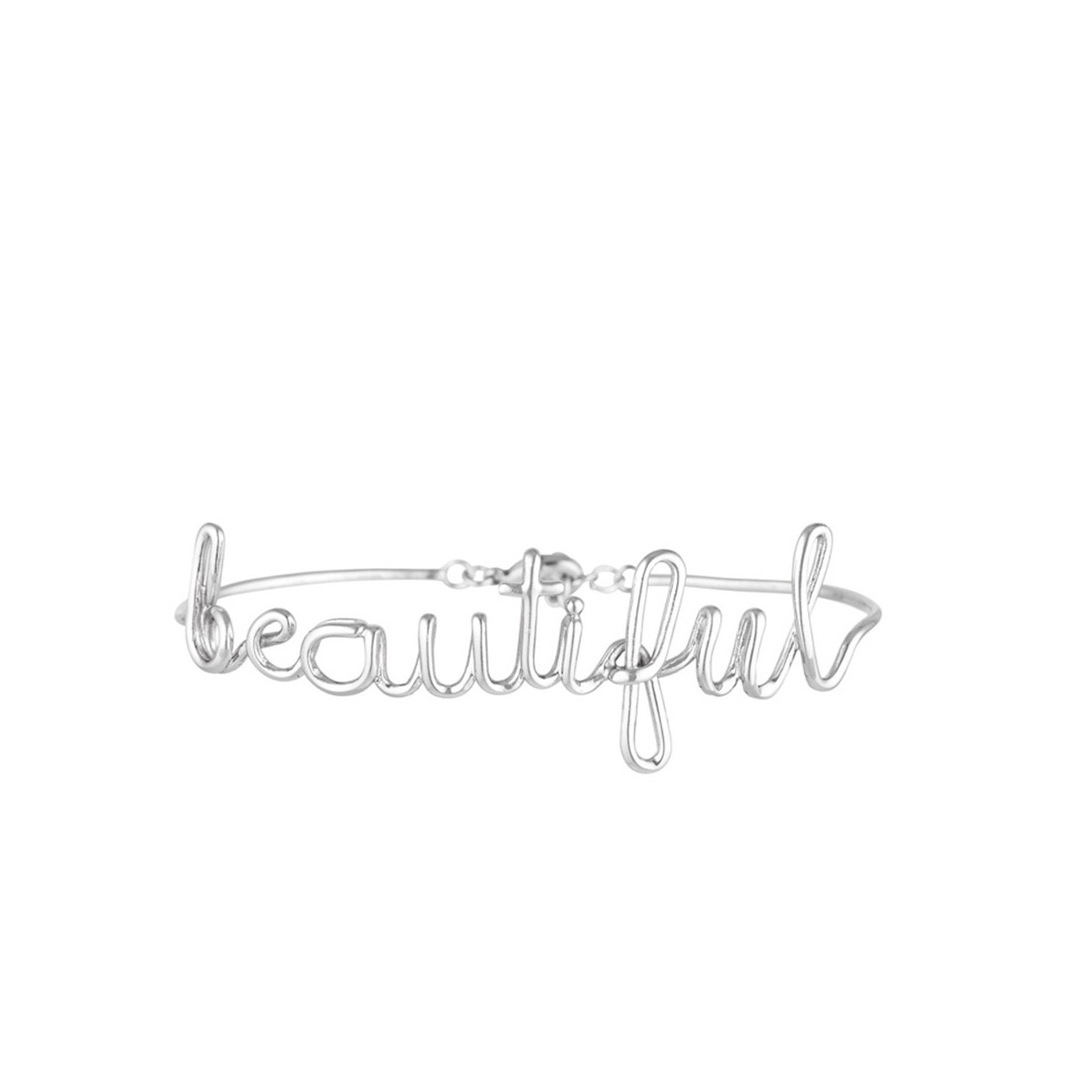 Bracelet Jonc à message "BEAUTIFUL" argenté "BEAUTIFUL" Bracelet jonc en fil lettering argenté à message