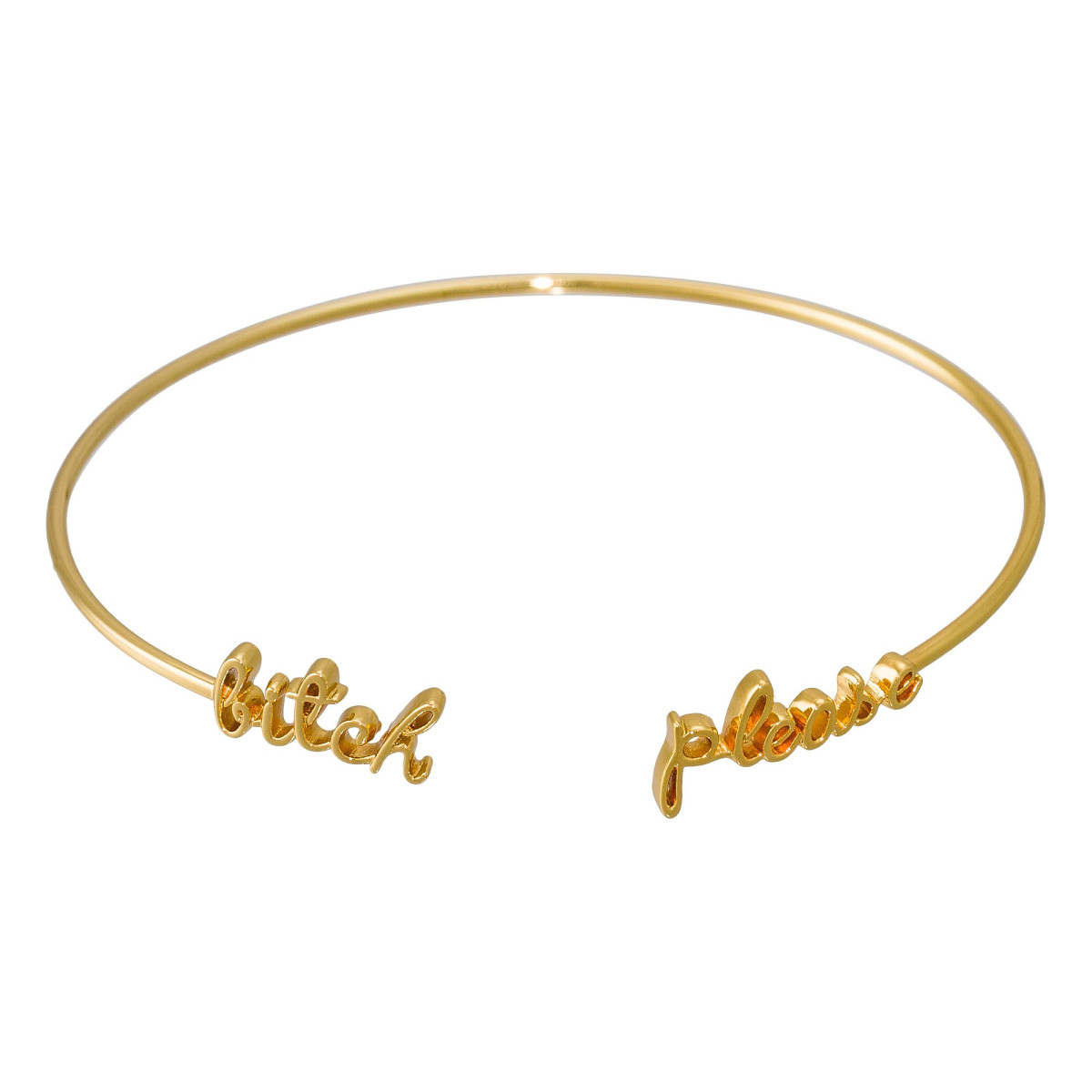 "BITCH PLEASE" bracelet fil lettering doré à message
