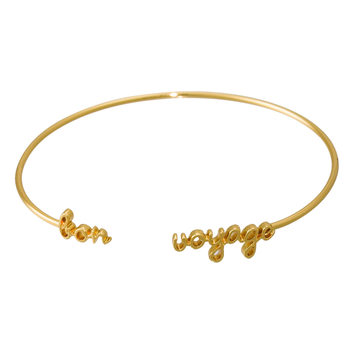 "BON VOYAGE'' bracelet fil lettering doré à message