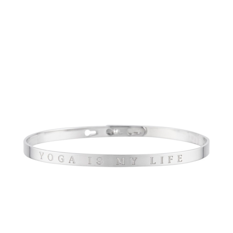 Bracelet Jonc à message "YOGA IS MY LIFE" argenté Bracelet Jonc à message "YOGA IS MY LIFE" argenté