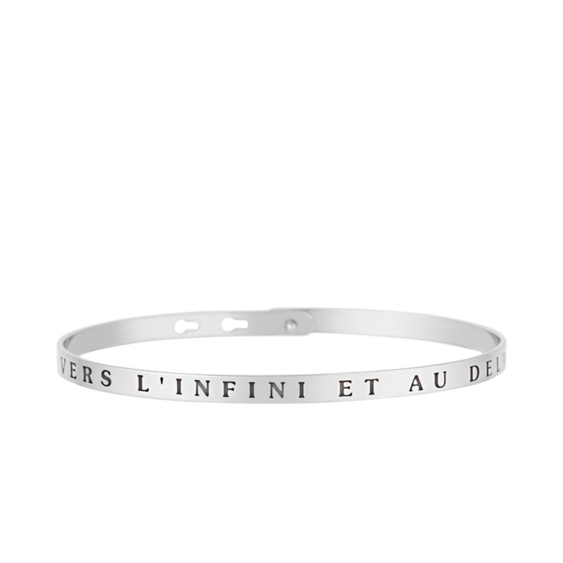 Bracelet Jonc à message "VERS L'INFINI ET AU DELA" argenté Bracelet Jonc à message "VERS L'INFINI ET AU DELA" argenté