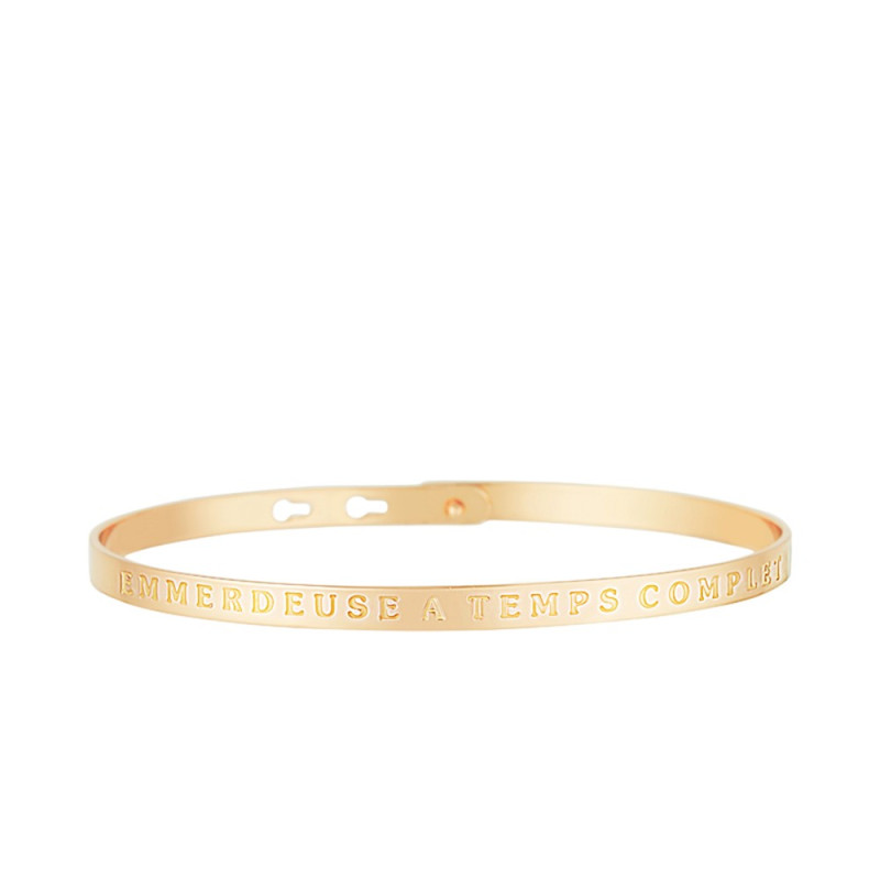 Bracelet Jonc à message "EMMERDEUSE À TEMPS COMPLET" doré Bracelet Jonc à message "EMMERDEUSE À TEMPS COMPLET" doré