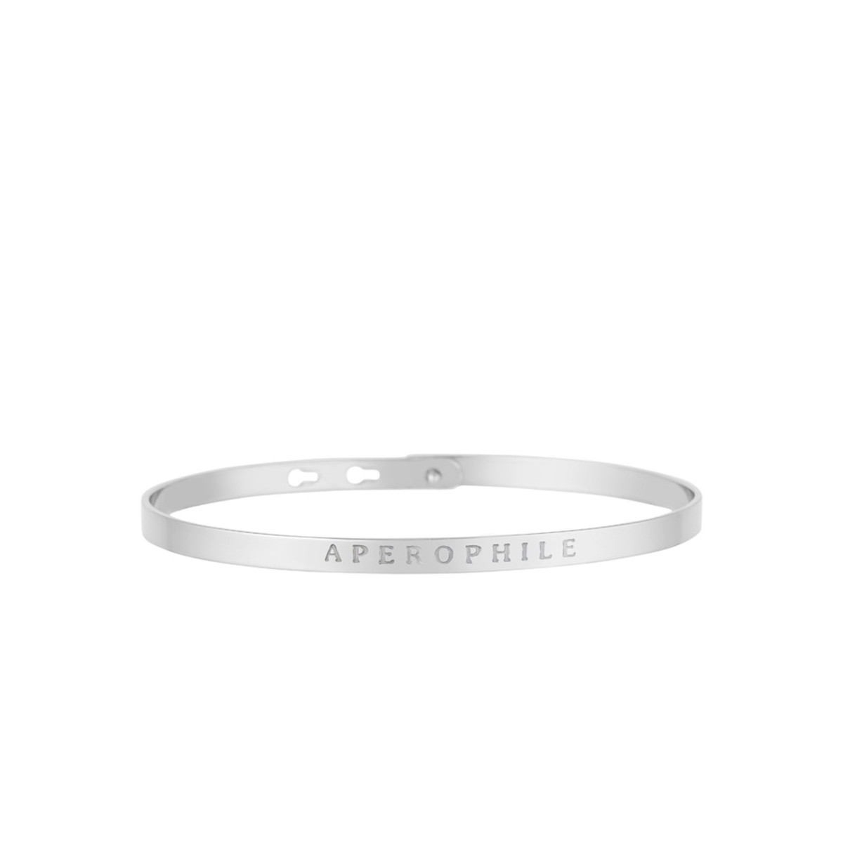 Bracelet Jonc à message "APÉROPHILE" argenté "APÉROPHILE" bracelet jonc argenté à message