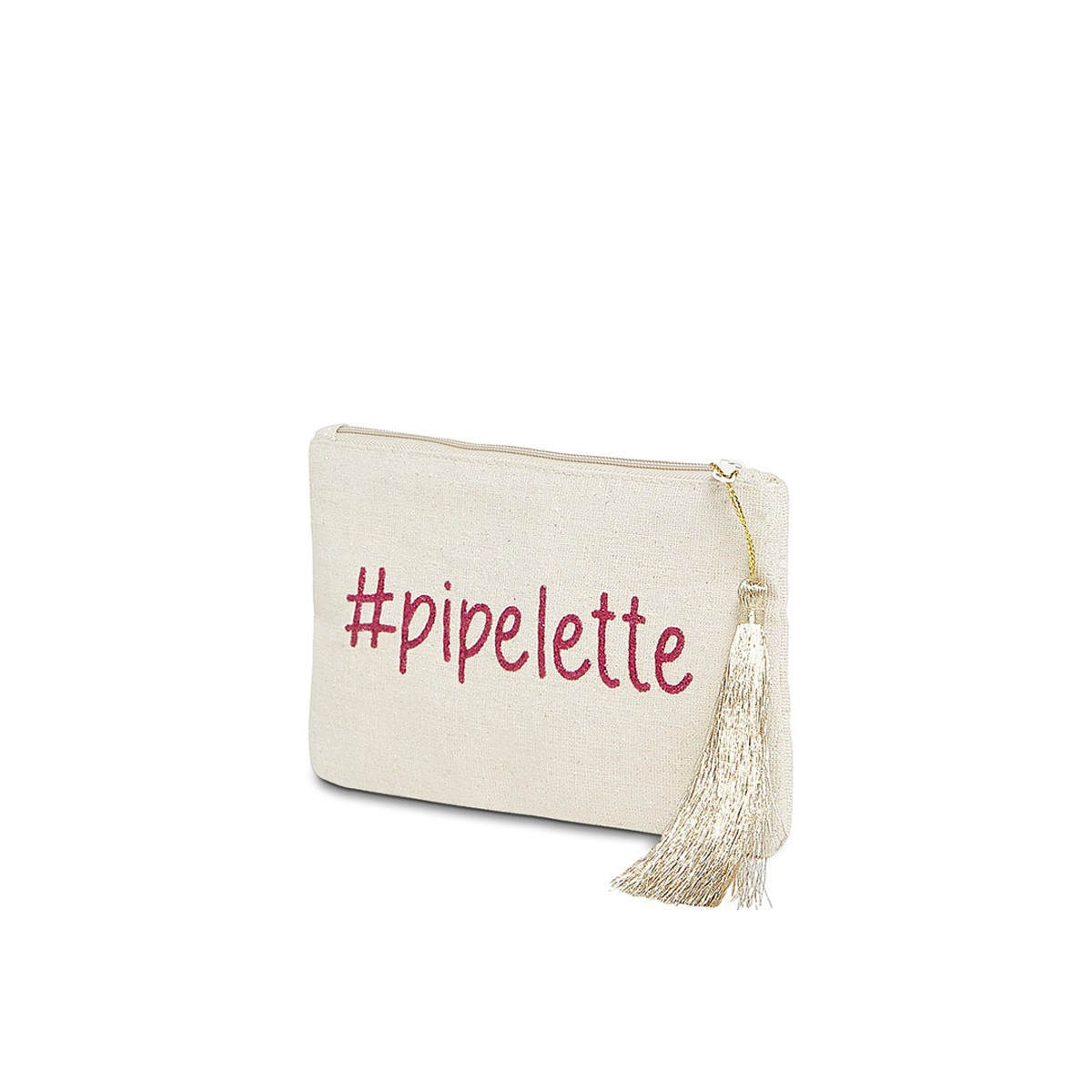 Pochette à message "PIPELETTE" Beige et Rose - 17,5 x 11,5 x 1 cm Petite pochette à message "PIPELETTE" Beige et Rose