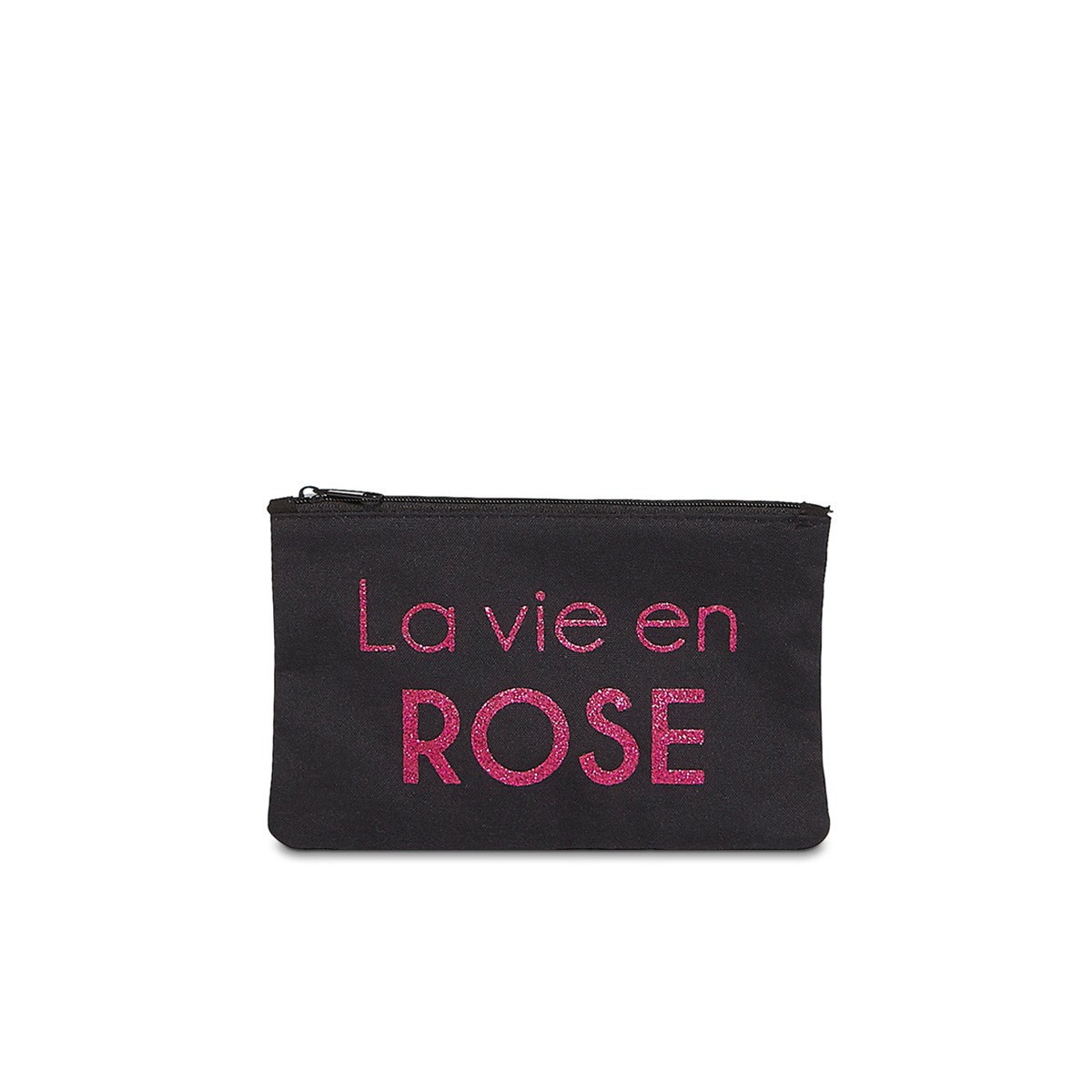 Pochette à message "LA VIE EN ROSE" Noire et Rose - 17,5 x 11,5 x 1 cm Petite pochette à message "LA VIE EN ROSE" Noire et Rose