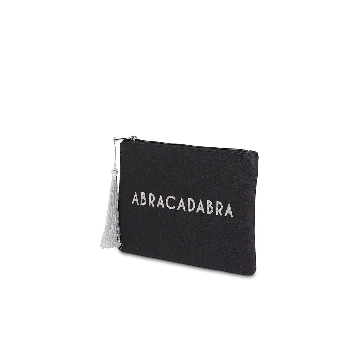 Grande pochette à message "ABRACADABRA" Noire et Argenté