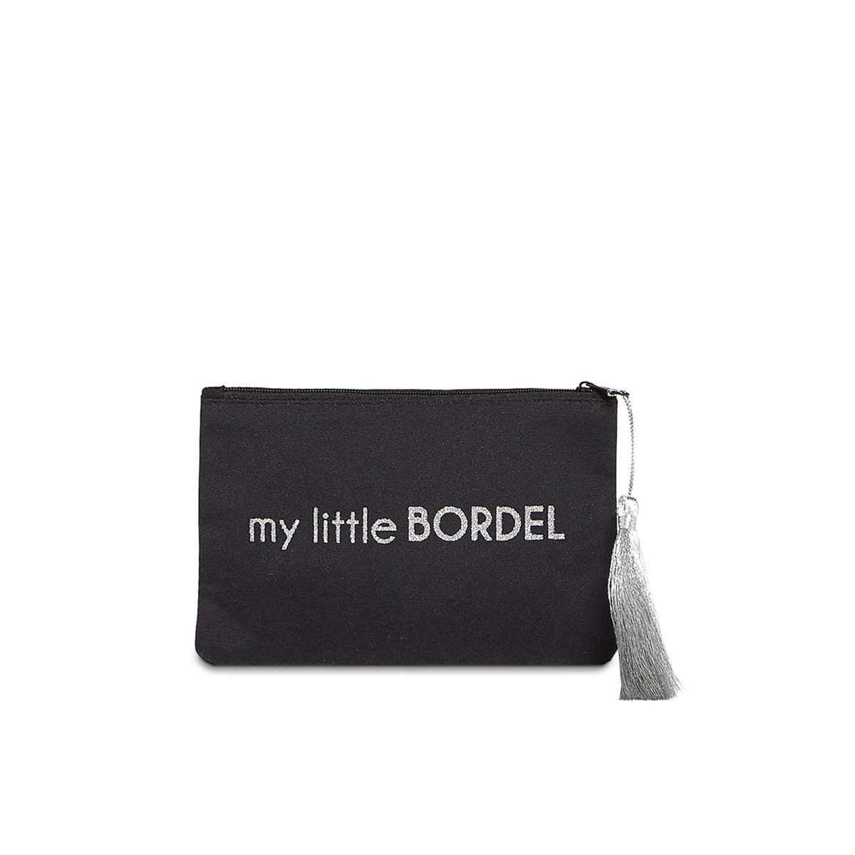 Pochette à message "MY LITTLE BORDEL" Noire et Argenté - 17,5 x 11,5 x 1 cm Petite pochette à message "MY LITTLE BORDEL" Noire et Argenté