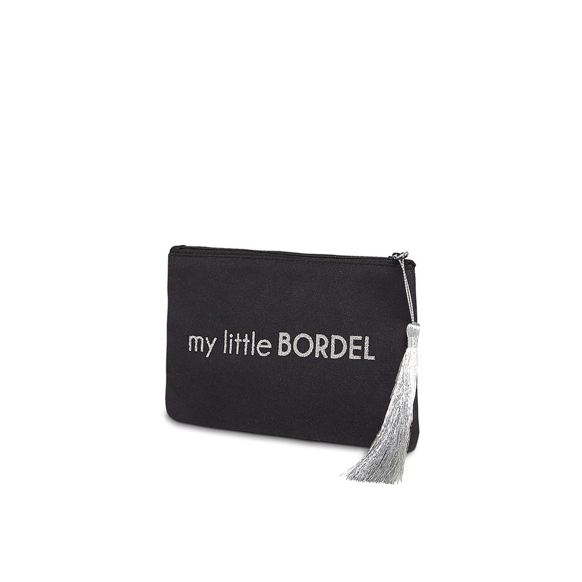Petite pochette à message "MY LITTLE BORDEL" Noire et Argenté