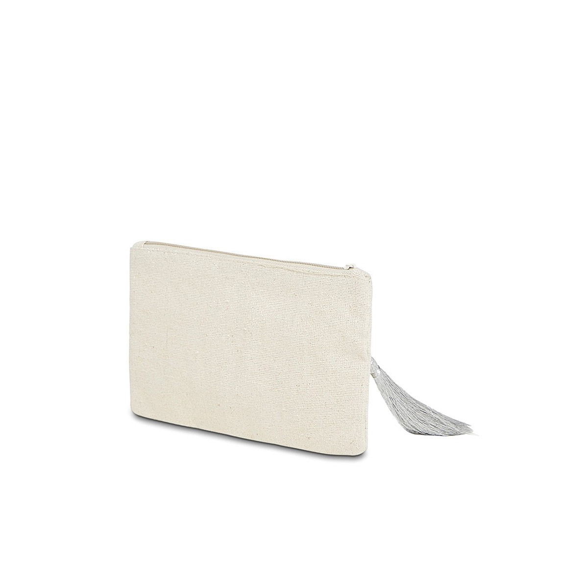 Petite pochette à message "SECRETS DE FILLES" Beige et Argenté