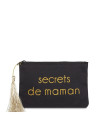 Pochette à message "SECRETS DE MAMAN" Noire et Doré - 17,5 x 11,5 x 1 cm