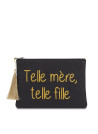 Pochette à message "TELLE MÈRE, TELLE FILLE" Noire et Doré - 21,5 x 15,5 x 1 cm