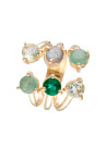 Bague Stella Doré et Labradorite, Aventurine verte, Améthyste verte, Verre facetté verte