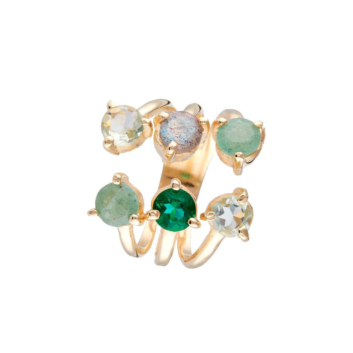 Bague ajustable dorée "Stella" Aventurine