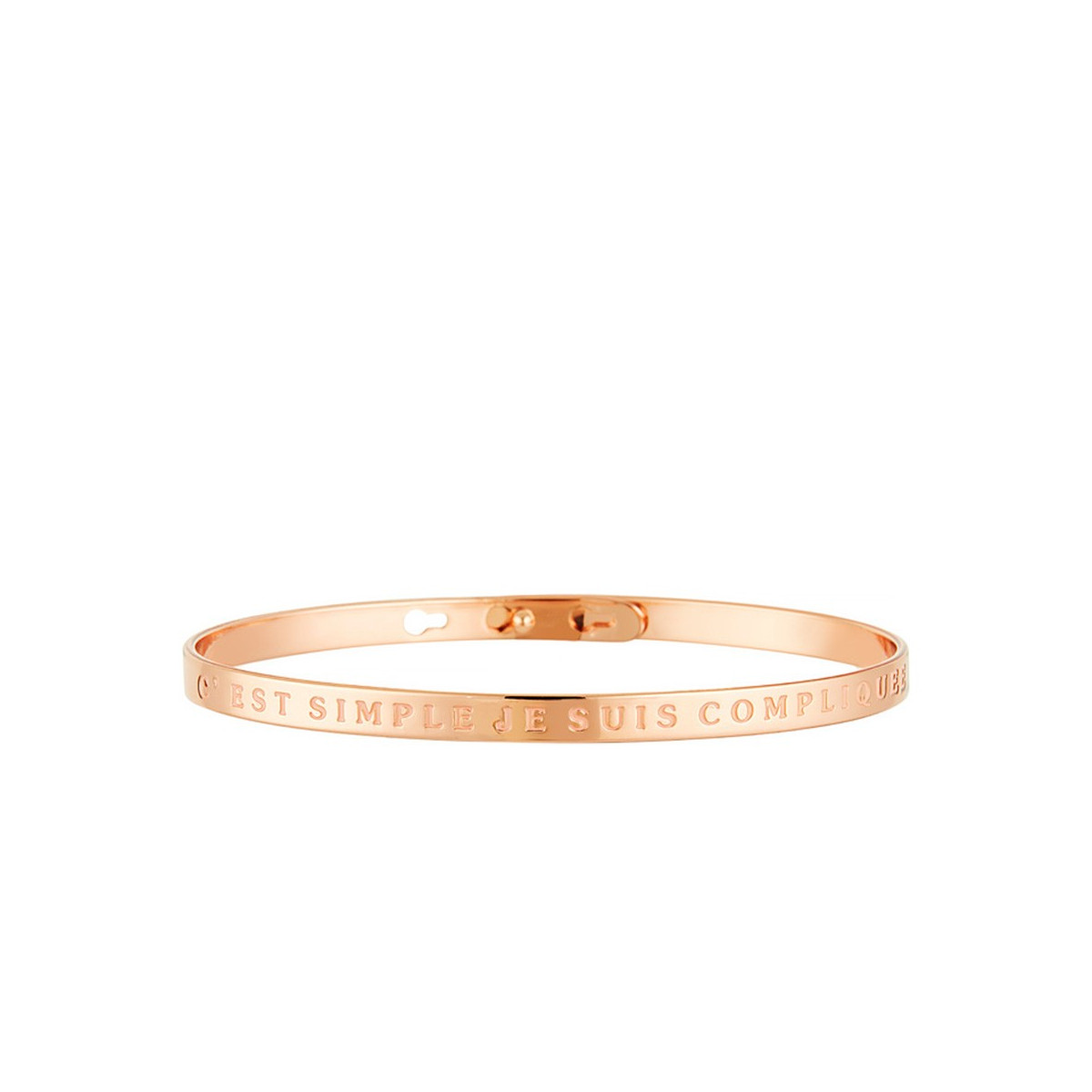 Bracelet Jonc à message en laiton rosé C'EST SIMPLE JE SUIS COMPLIQUEE Bracelet à message "c'est Simple Je suis Compliquee" Laiton rosé