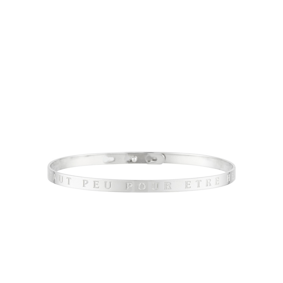Bracelet à message "Il en faut Peu Pour Etre Heureux" Laiton argenté
