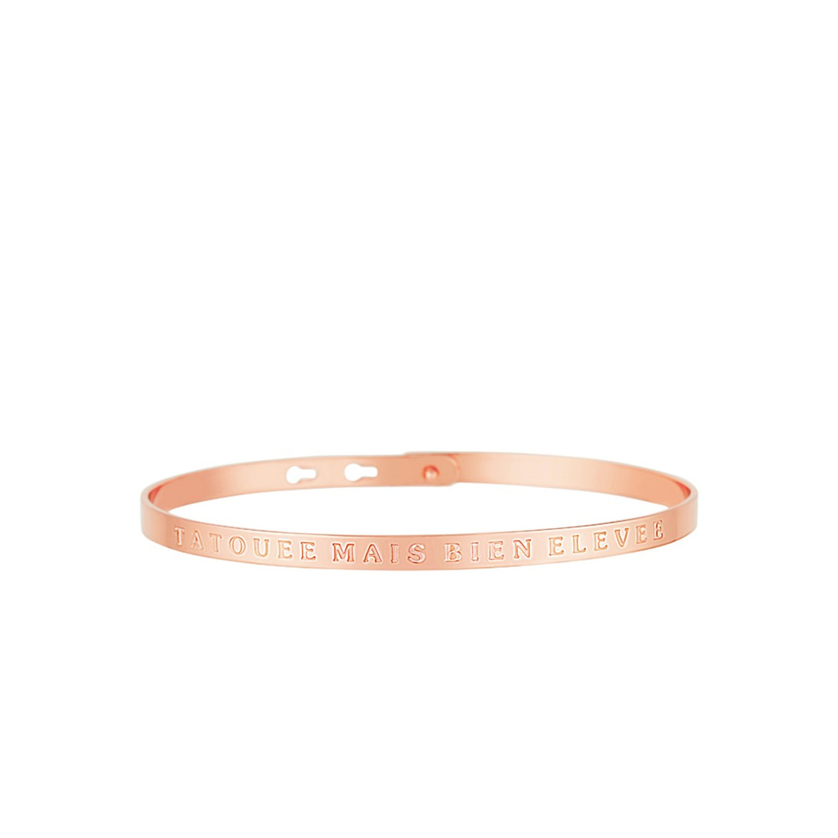 Bracelet à message "Tatouée mais bien élevée" Laiton rosé