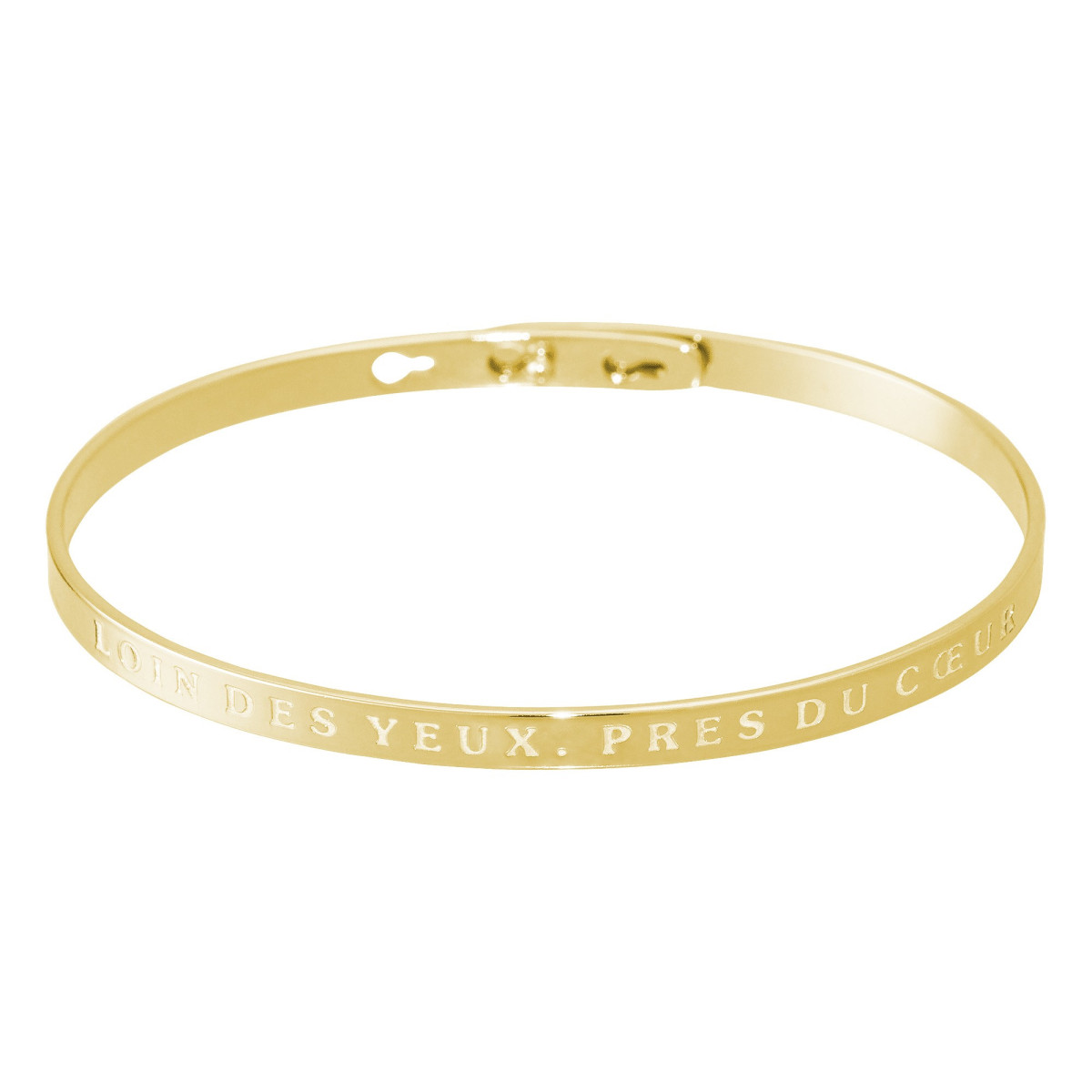Bracelet Jonc à message en laiton doré LOIN DES YEUX, PRES DU COEUR Bracelet à message "Loin des Yeux, Près du Cœur" Laiton doré