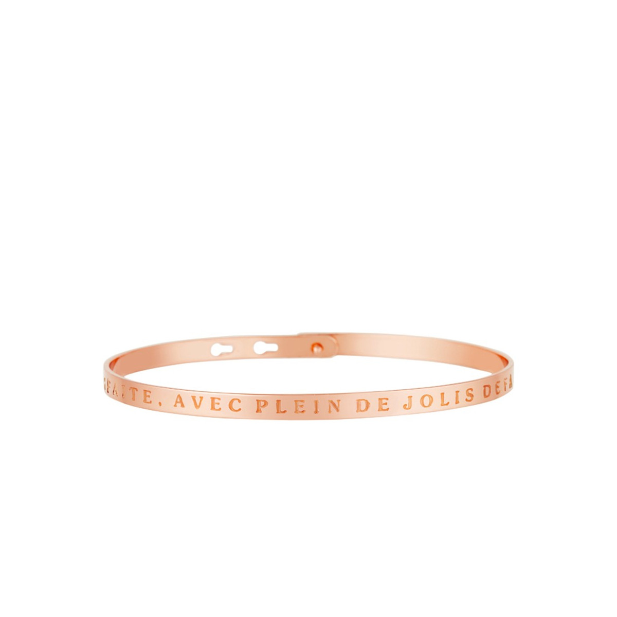 Bracelet Jonc à message en laiton rosé "PARFAITE, AVEC PLEIN DE JOLIS DEFAUTS" Bracelet à message "Parfaite, Avec Plein de Jolis Défauts" Laiton rosé