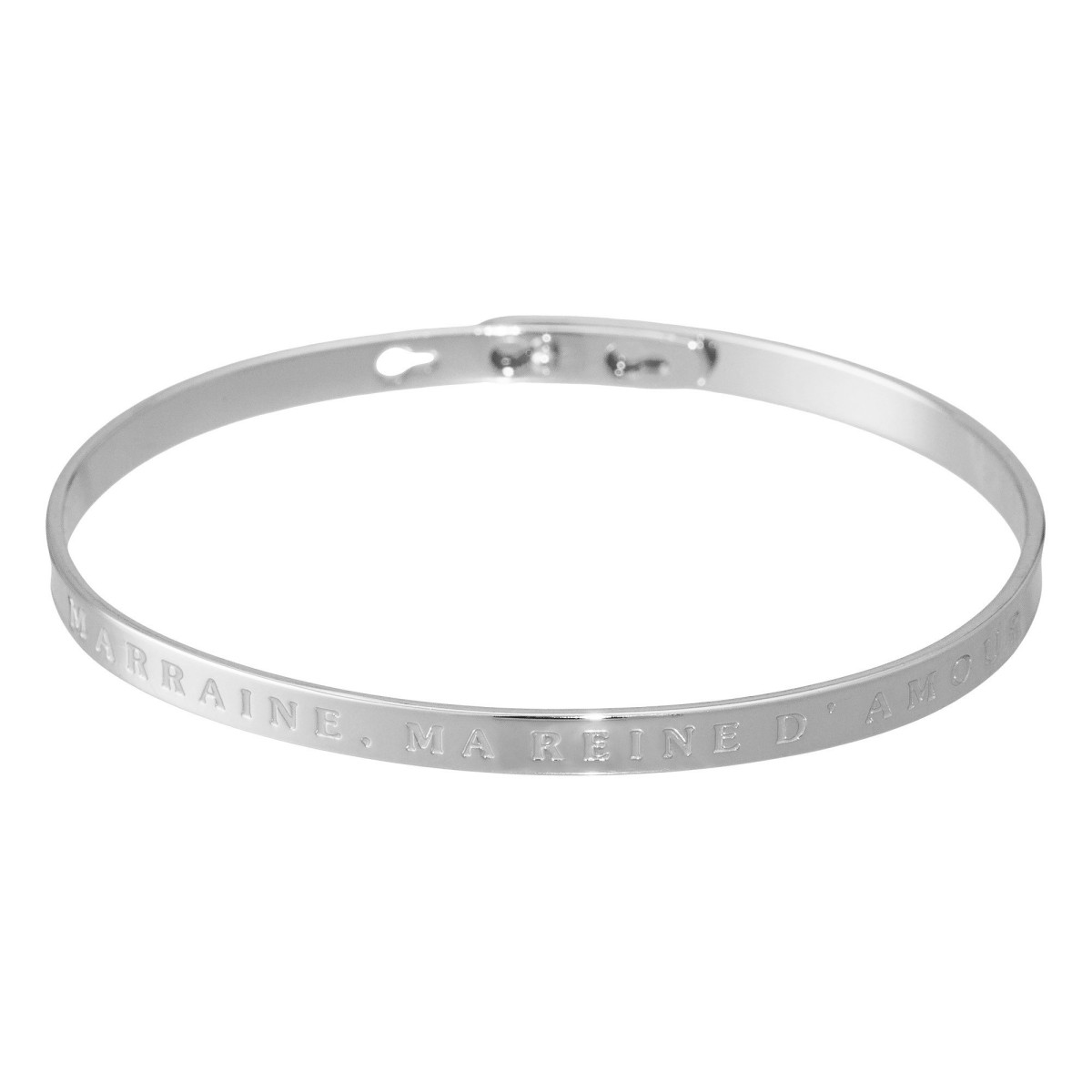 Bracelet à message "Marraine , Ma Reine d'amour" Laiton argenté