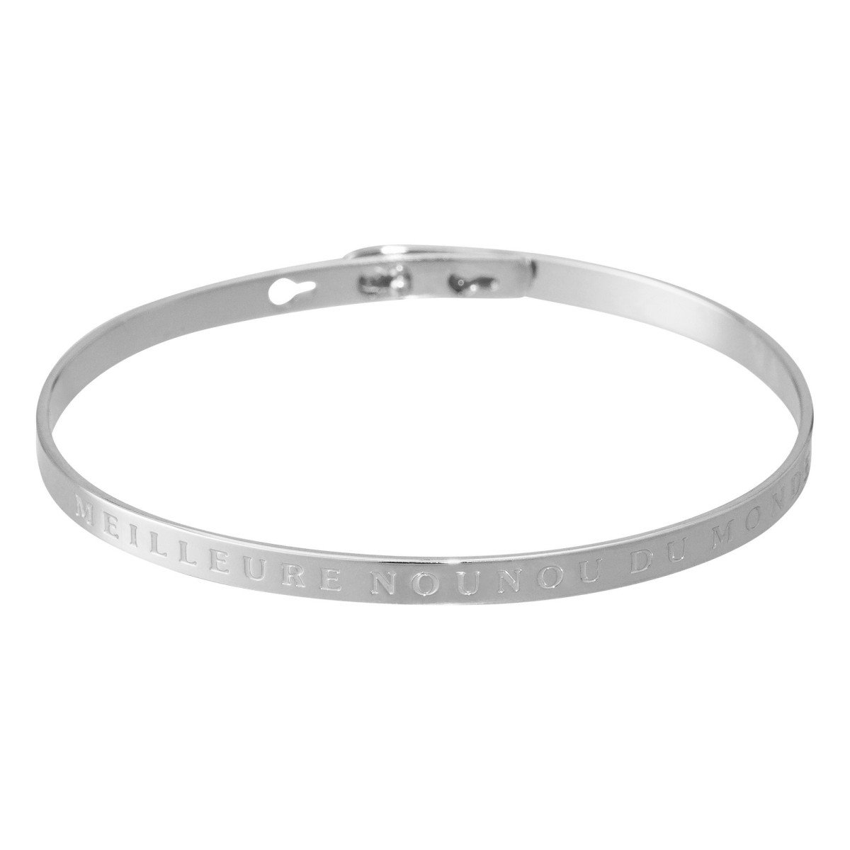 Bracelet Jonc à message en laiton argenté MEILLEURE NOUNOU DU MONDE Bracelet à message "Meilleure Nounou du Monde" Laiton argenté