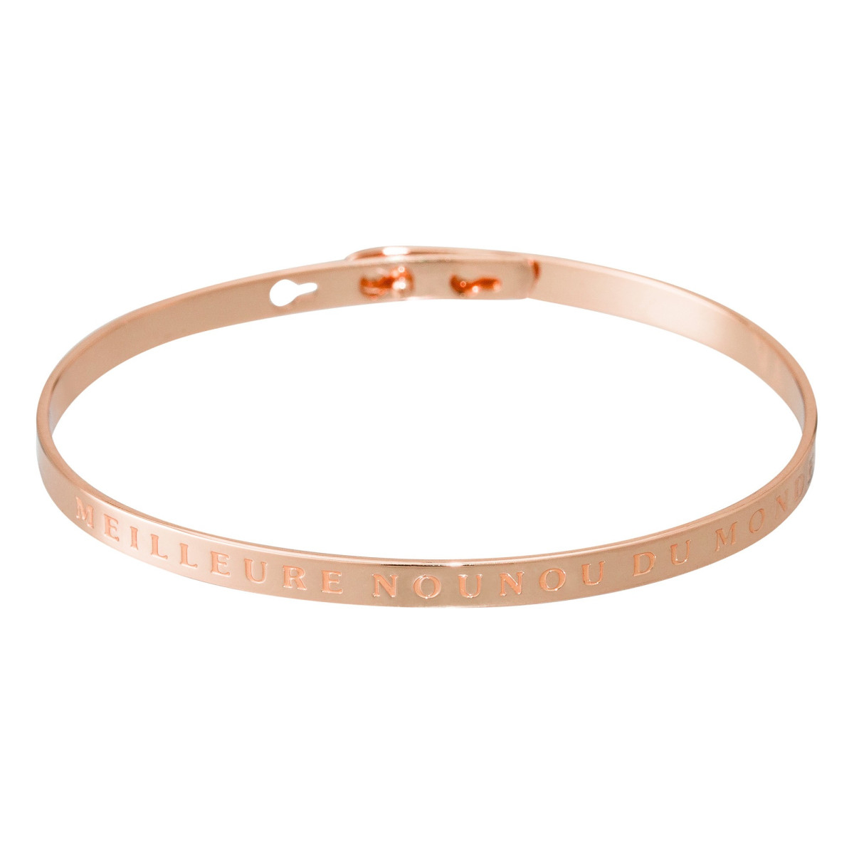 "MEILLEURE NOUNOU DU MONDE" Jonc rosé bracelet à message