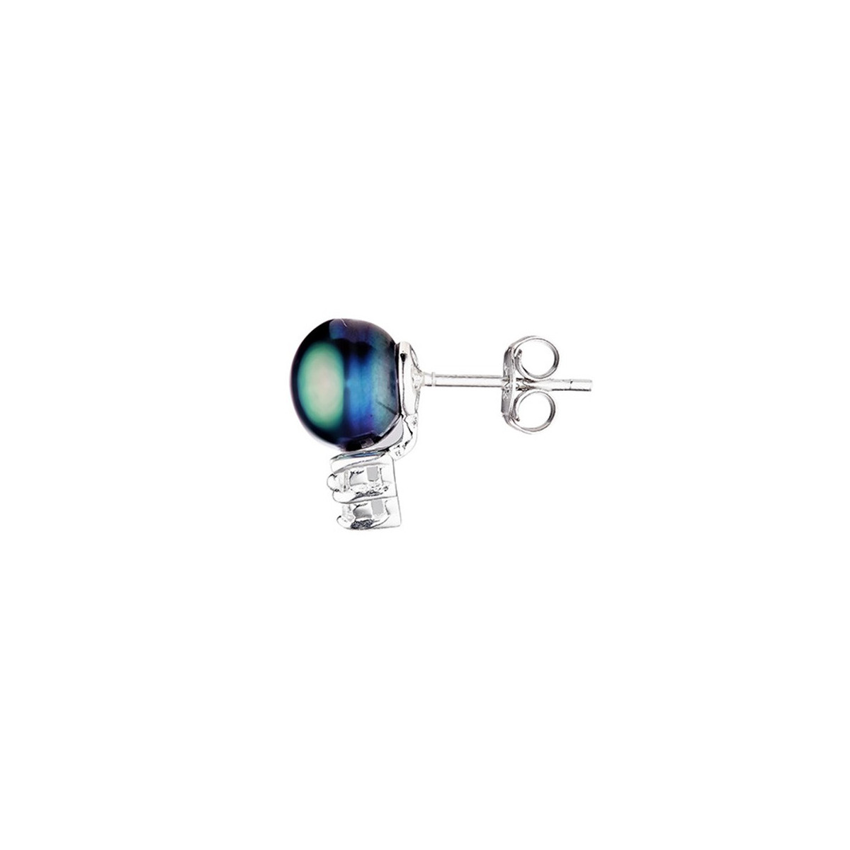 Boucles d'oreilles argent et perles de cultures noires et oxydes de zirconium "Trio"