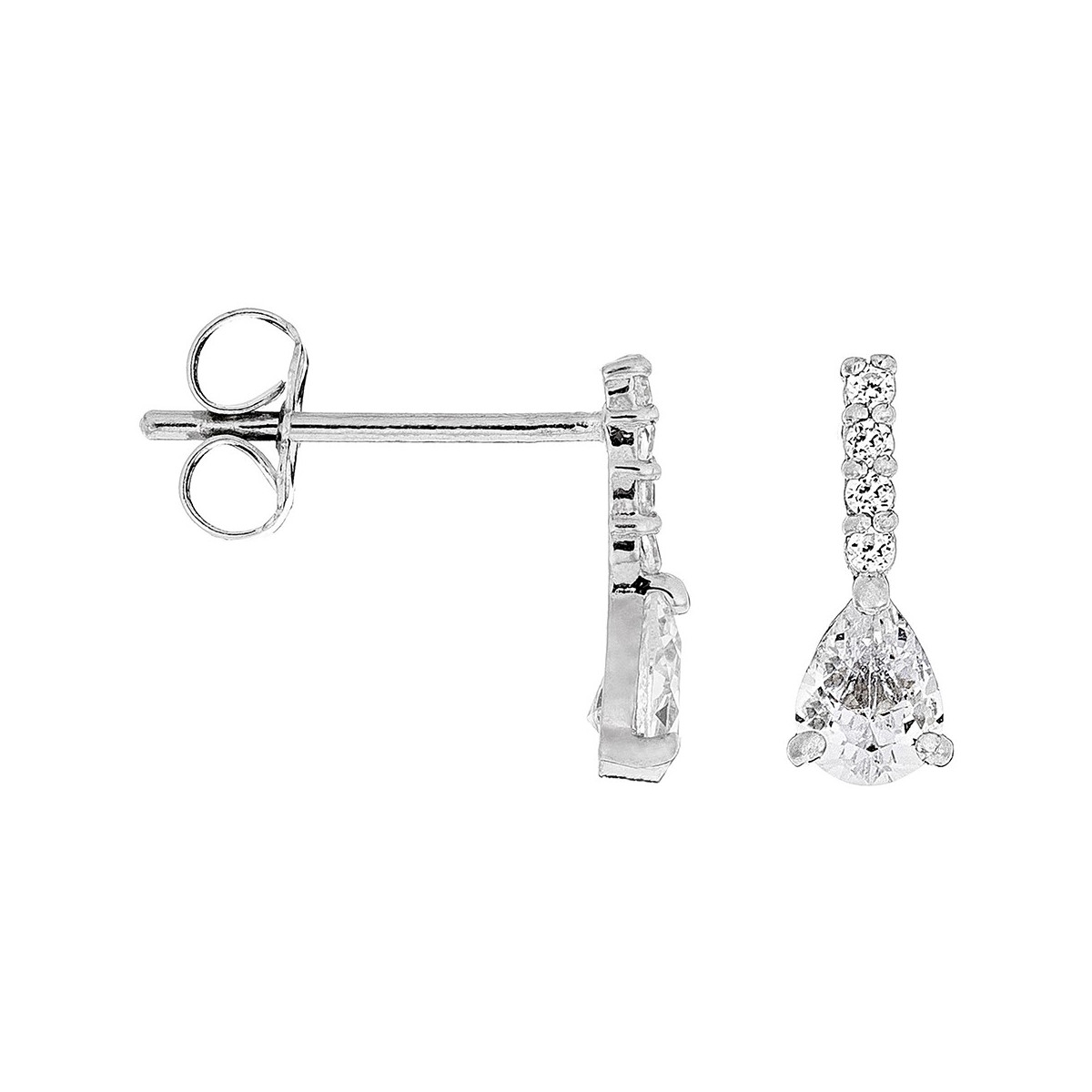 Boucles d'oreilles or blanc et oxydes de zirconium "Goutte Magique"