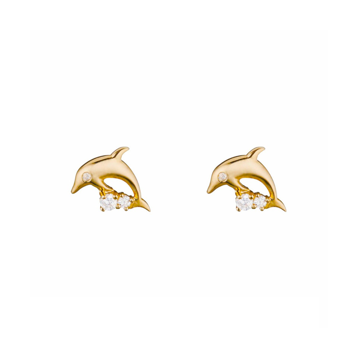 Boucles d'oreilles or jaune et oxydes de zirconium "Mon Dauphin"