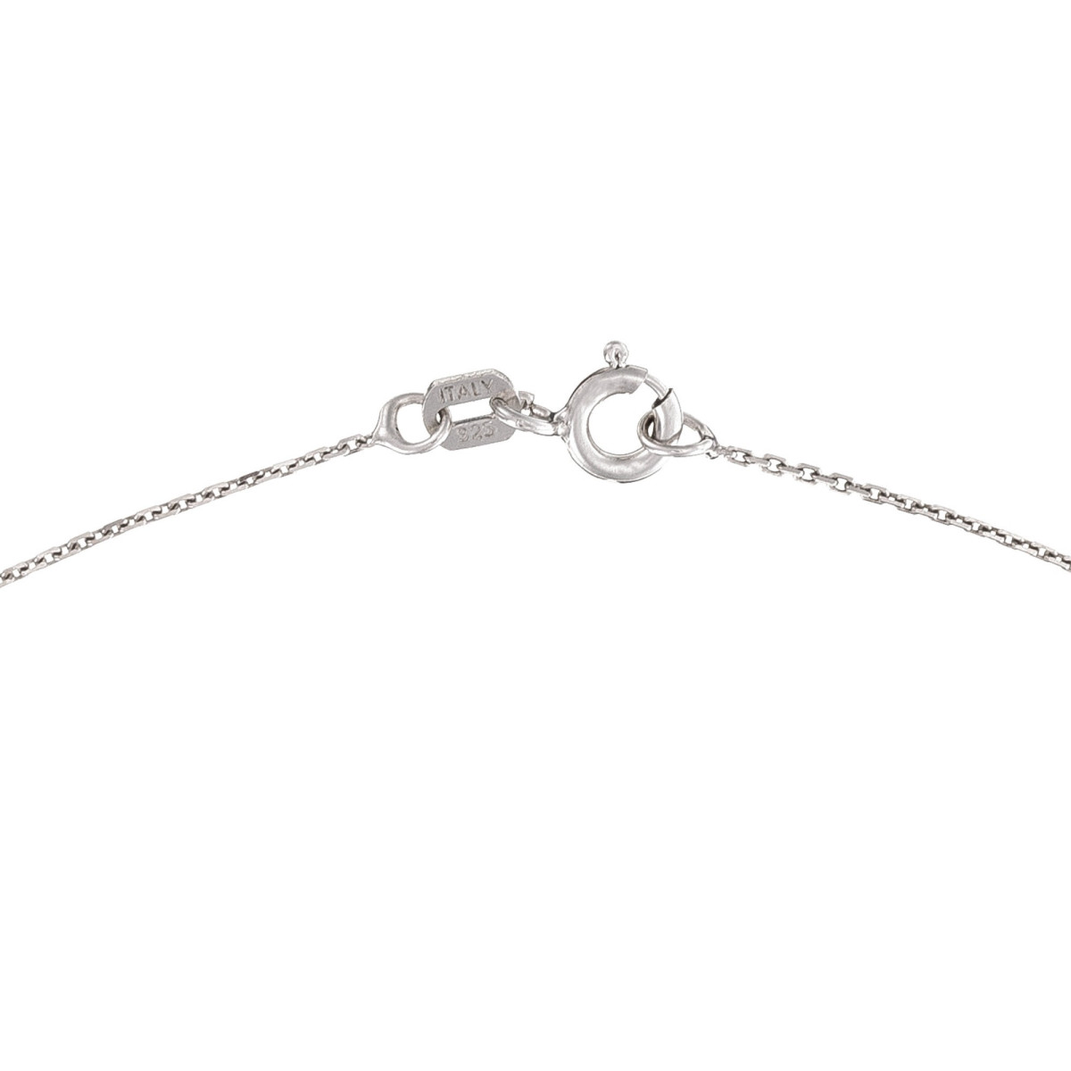 Pendentif Or Blanc, perle de culture blanche et oxydes de zirconium "Voilé" + chaîne argent offerte