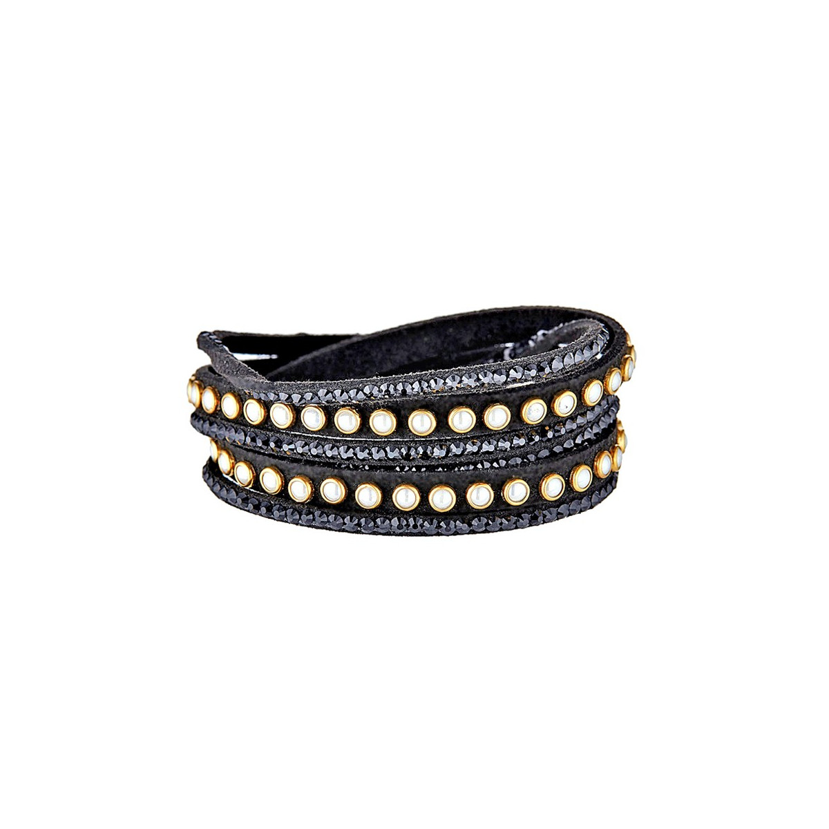 Bracelet tissu noir orné de cristaux "Mode "
