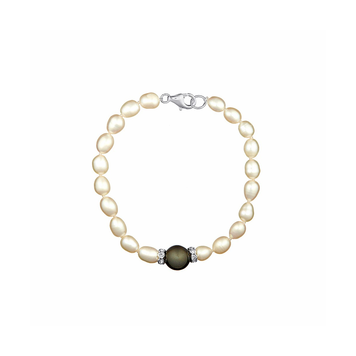 Bracelet argent et perles de culture blanches et noires "Jolie Nacre"