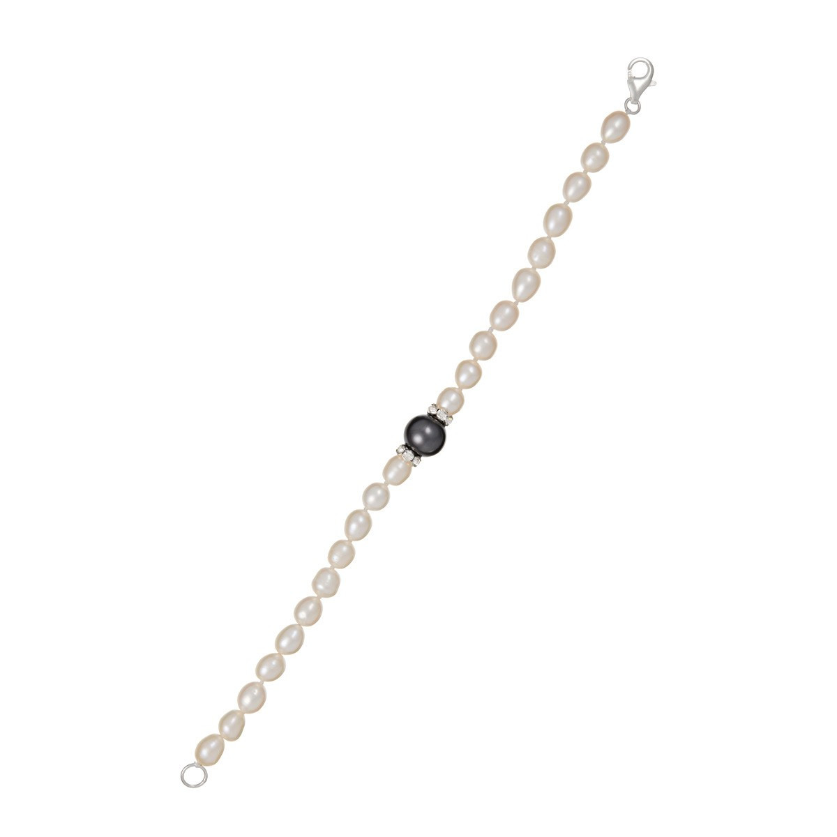 Bracelet argent et perles de culture blanches et noires "Jolie Nacre"