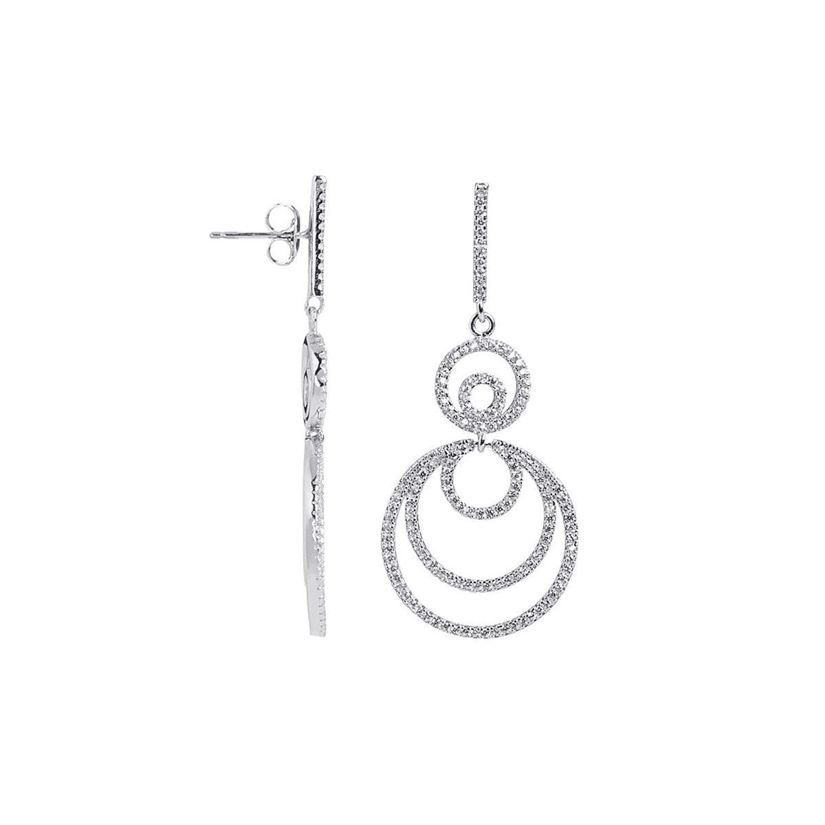 Boucles d'oreilles argent et oxydes de zirconium "Encerclement Infini"