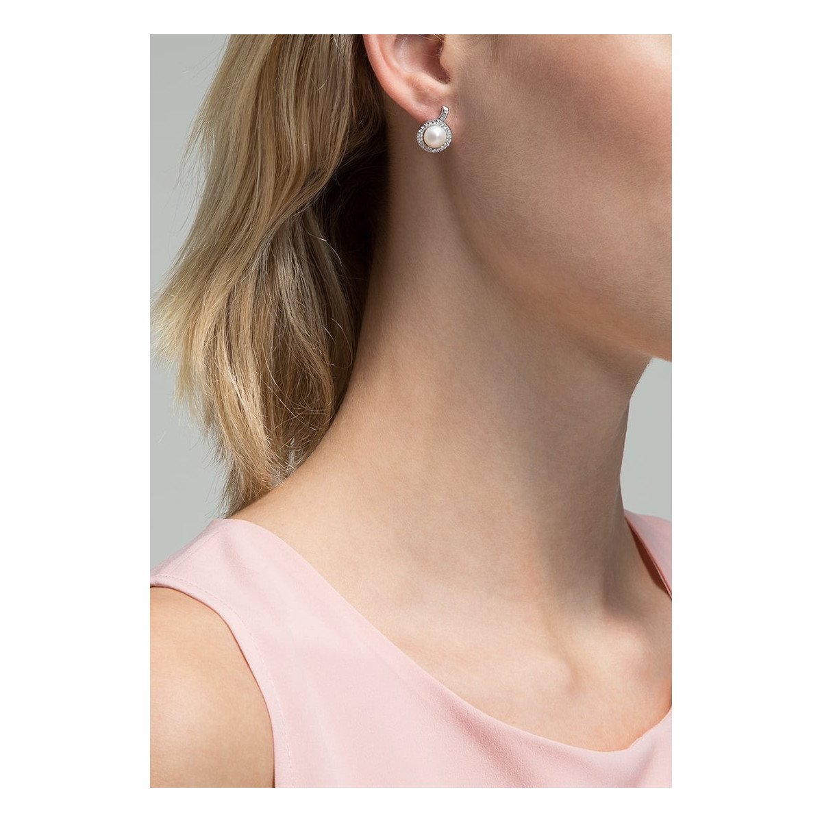 Boucles d'oreilles argent, oxydes de zirconium et perles de culture blanches "Rêve"
