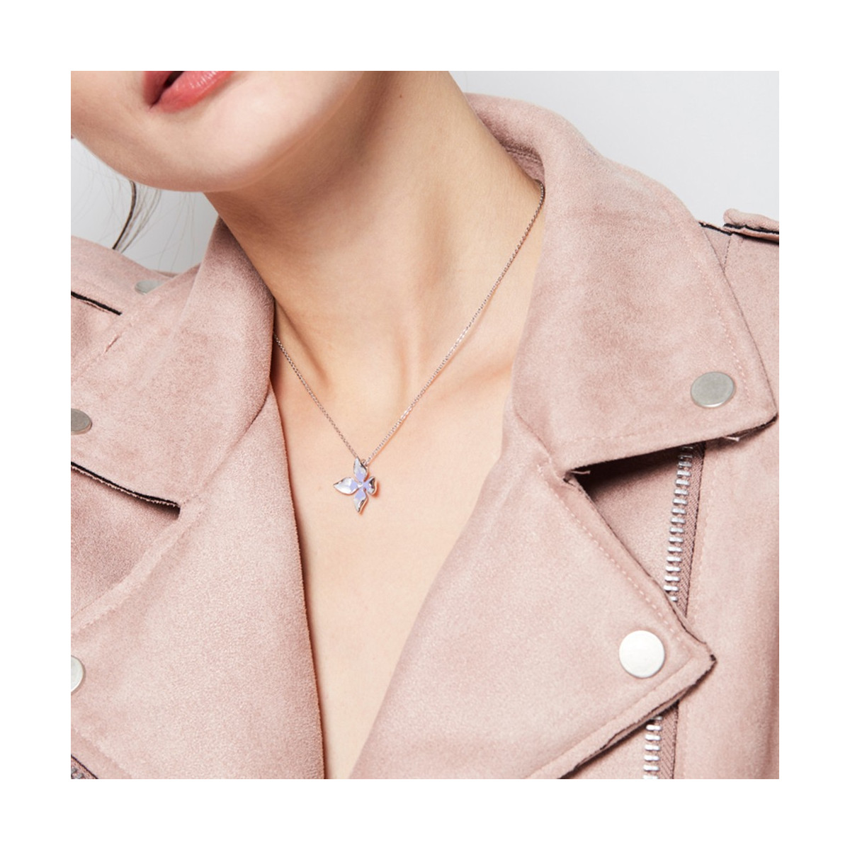 Collier laiton Argenté "Cardamine des Près"