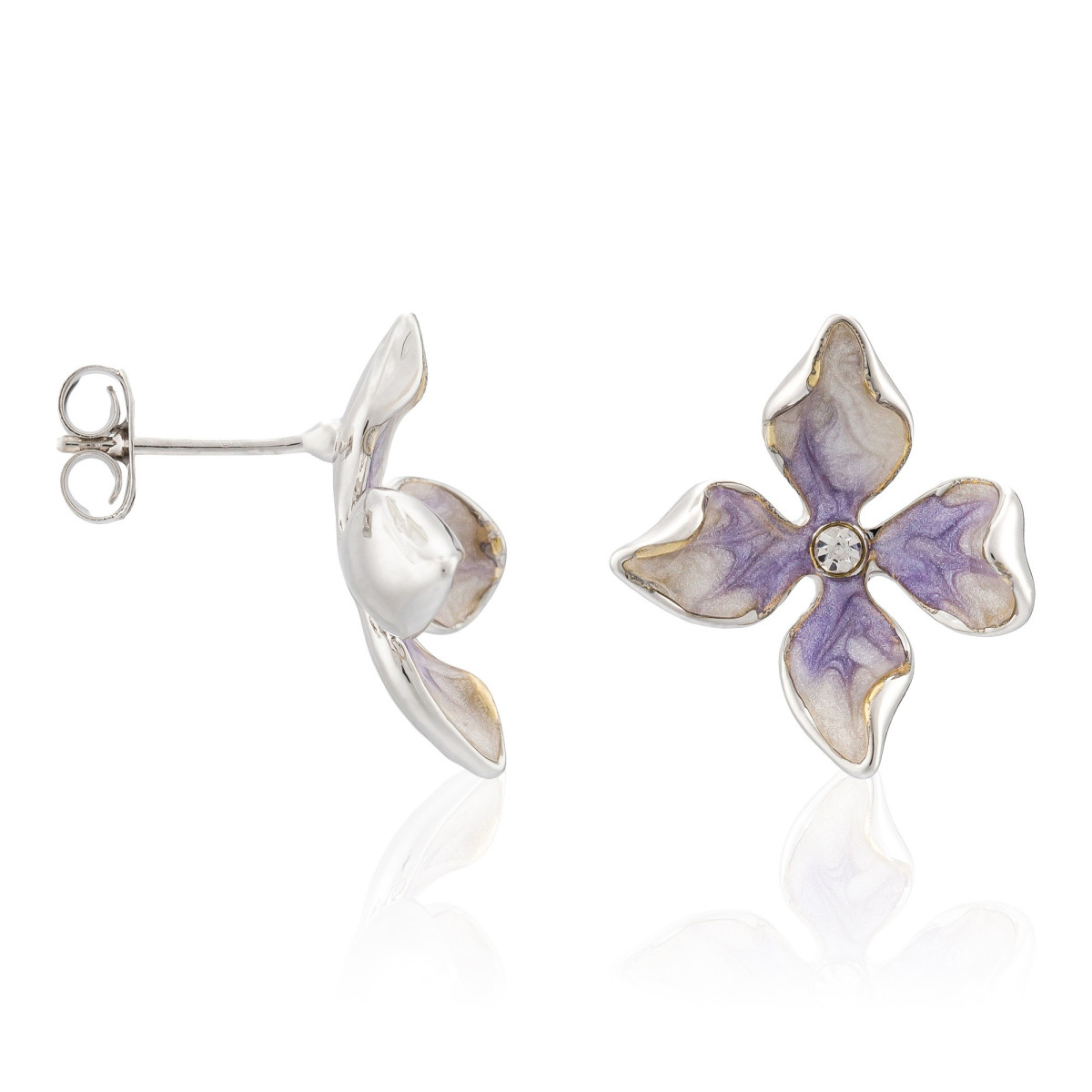 Boucles d'oreilles laiton argenté "Cardamine des Près"