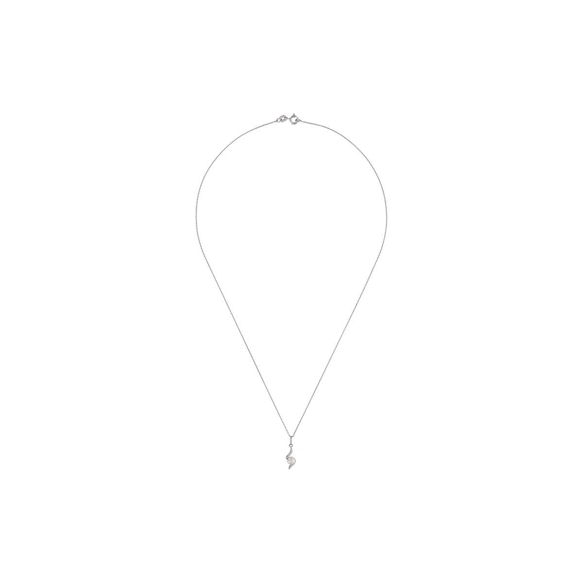 Pendentif Or Blanc et oxyde de zirconium "Câjoleur" + Chaîne offerte Pendentif Or Blanc, perle de culture blanche et oxyde de zirconium "Câjoleur" + chaîne argent offerte