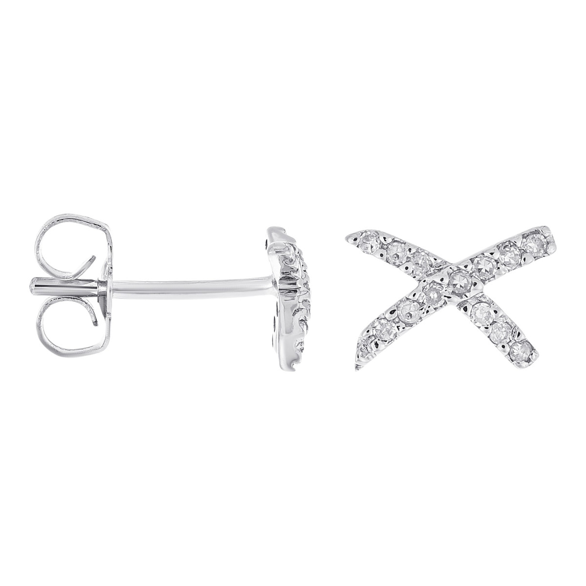 Boucles d'oreilles Or Blanc et Diamants 0,12 carat " LIFE"