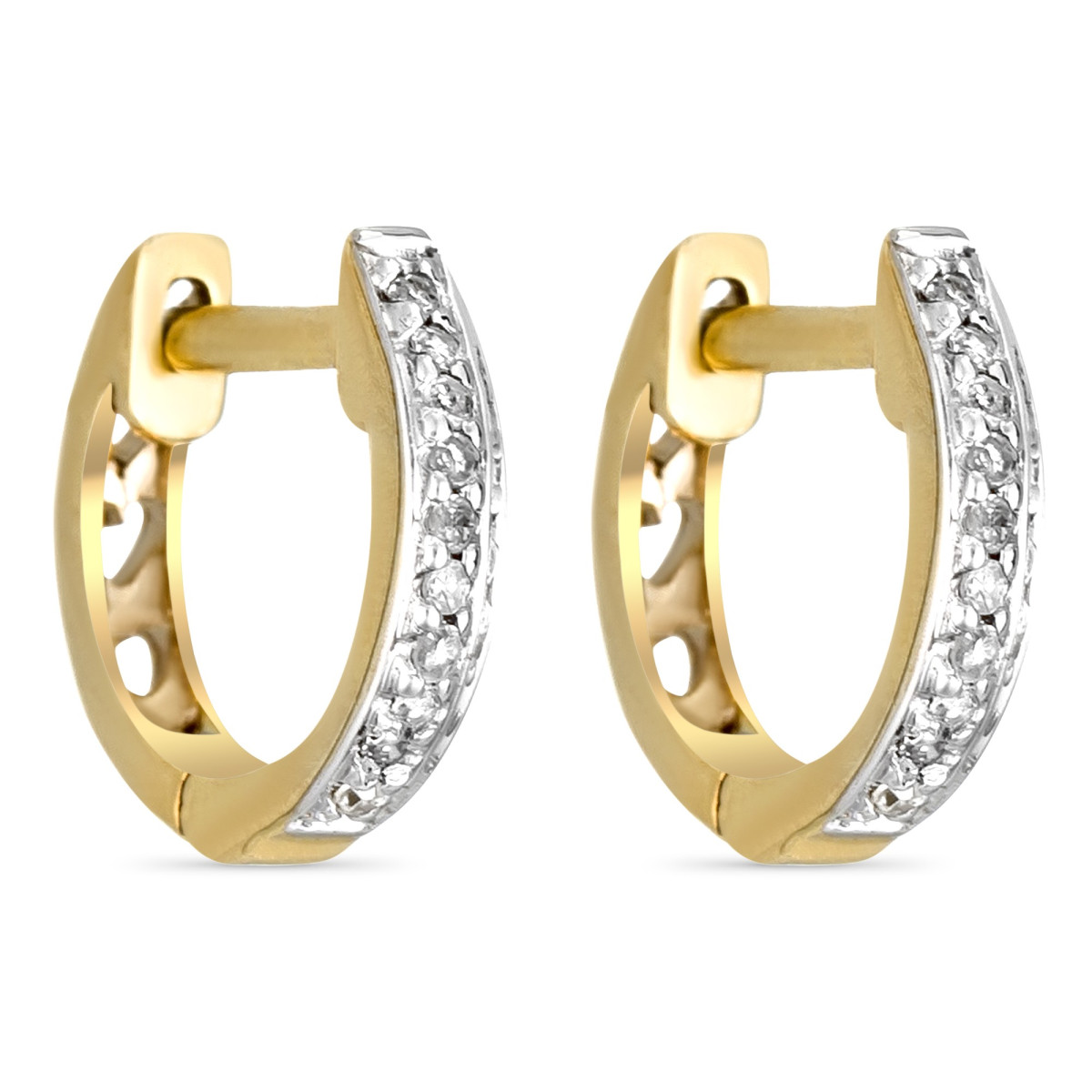 Boucles d'oreilles Or Jaune et Diamants 0,06 carat "ANNEAU PM" Boucles d'oreilles "Louée" Or jaune et Diamant