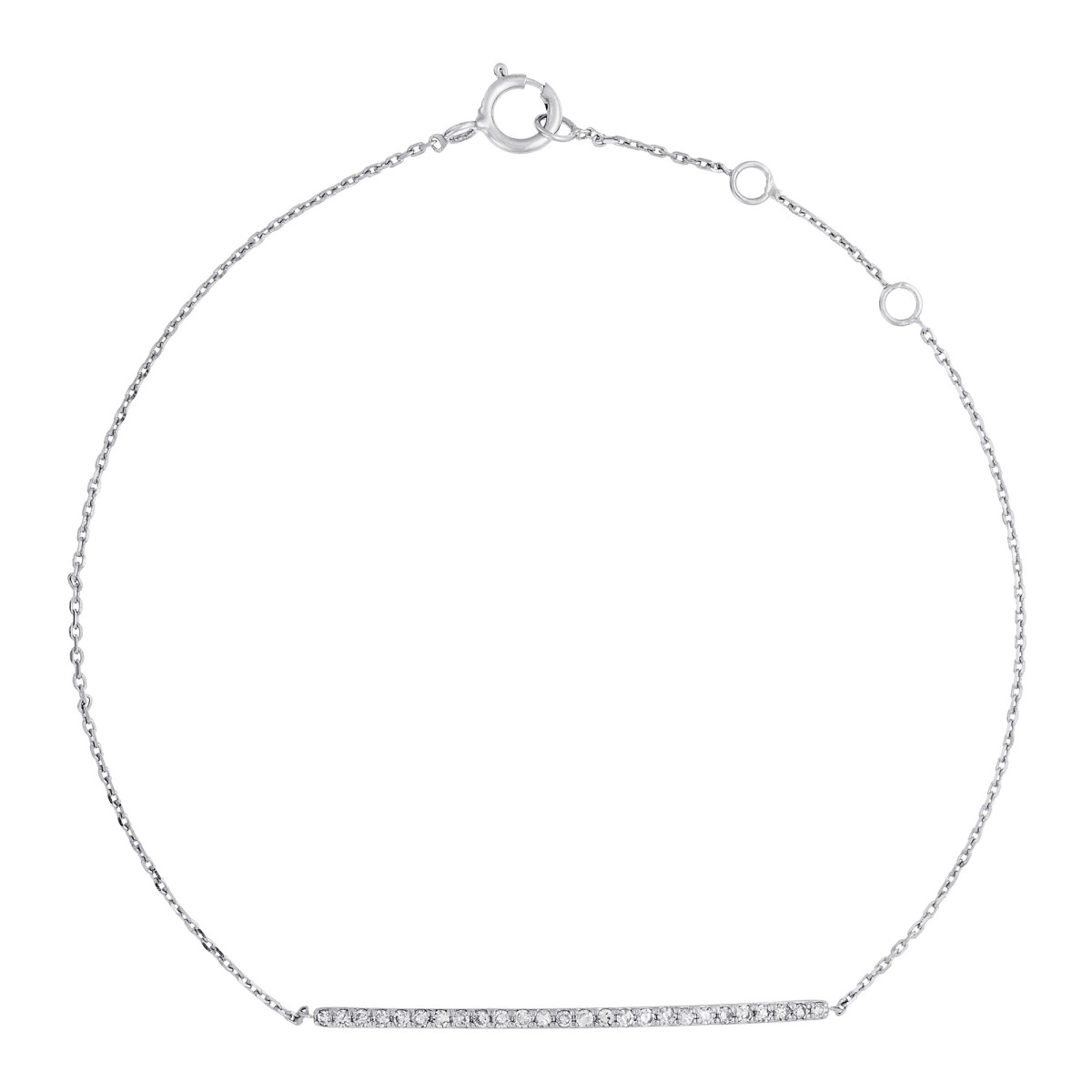 Bracelet chaine Or Blanc et Diamants 0,08 carat "BARETTE LOVELY"