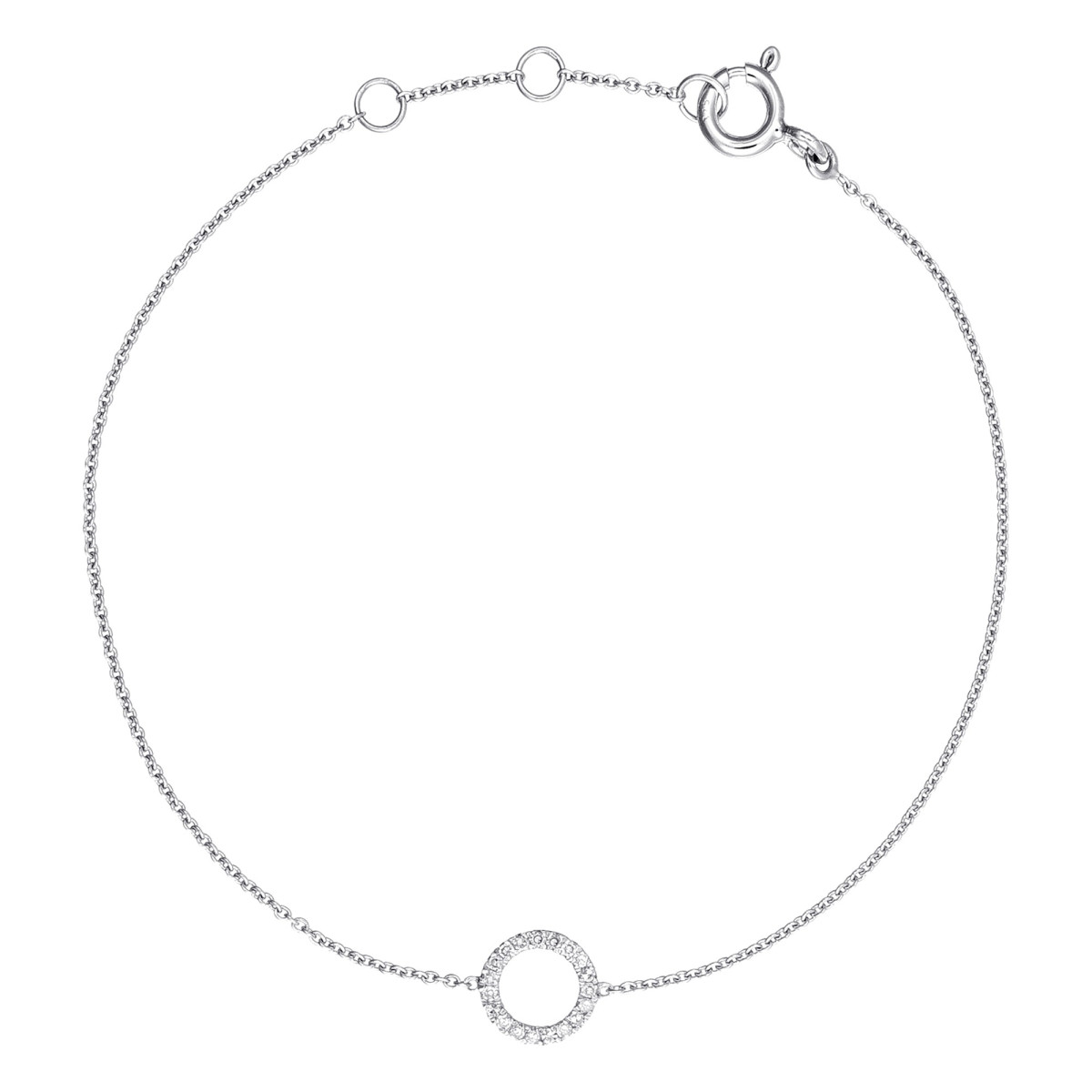 Bracelet chaine Or Blanc et Diamants 0,06 carat "BULLE DE DIAMANTS"