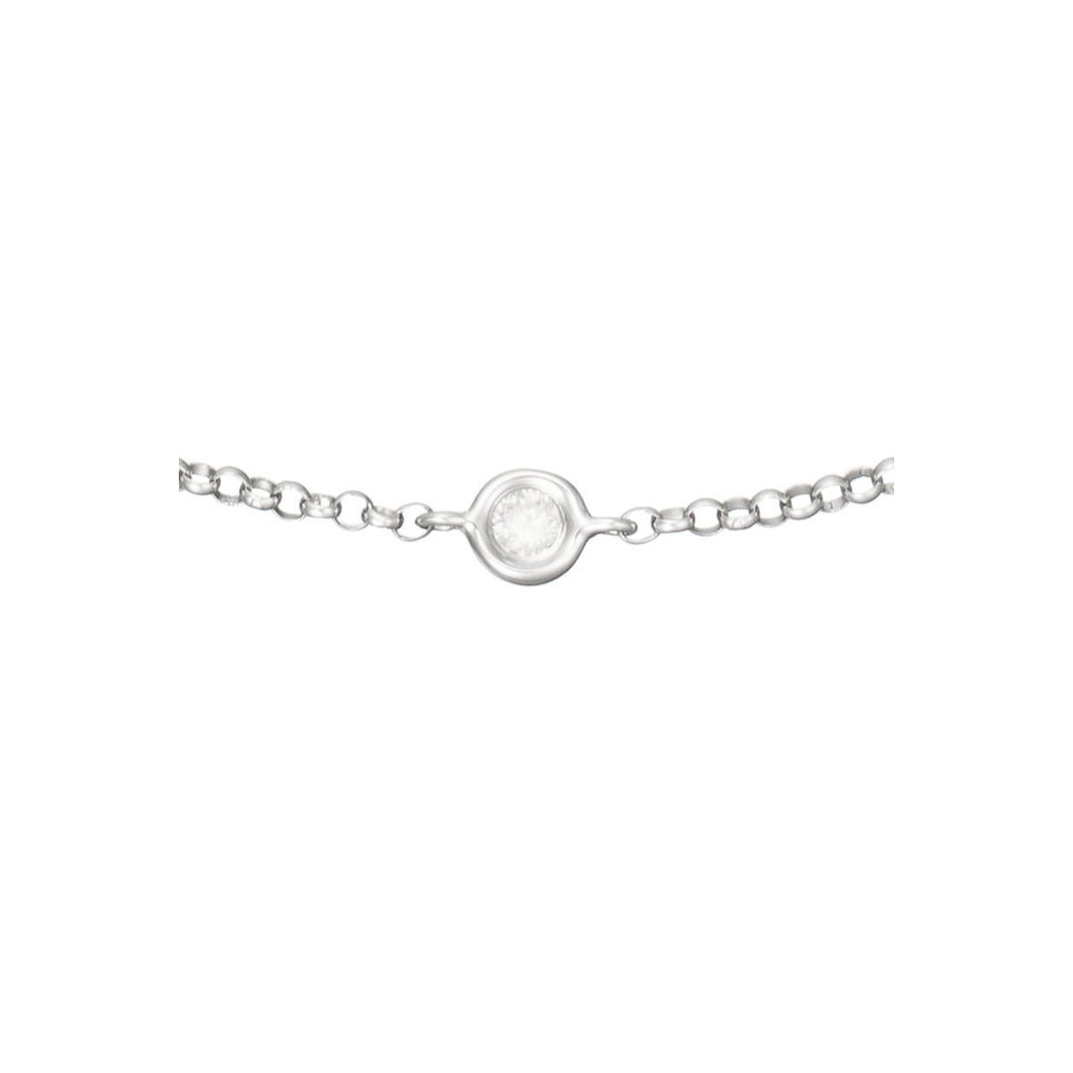 Bracelet chaine Or Blanc et Diamants 0,14 carat "SUNSHINE"