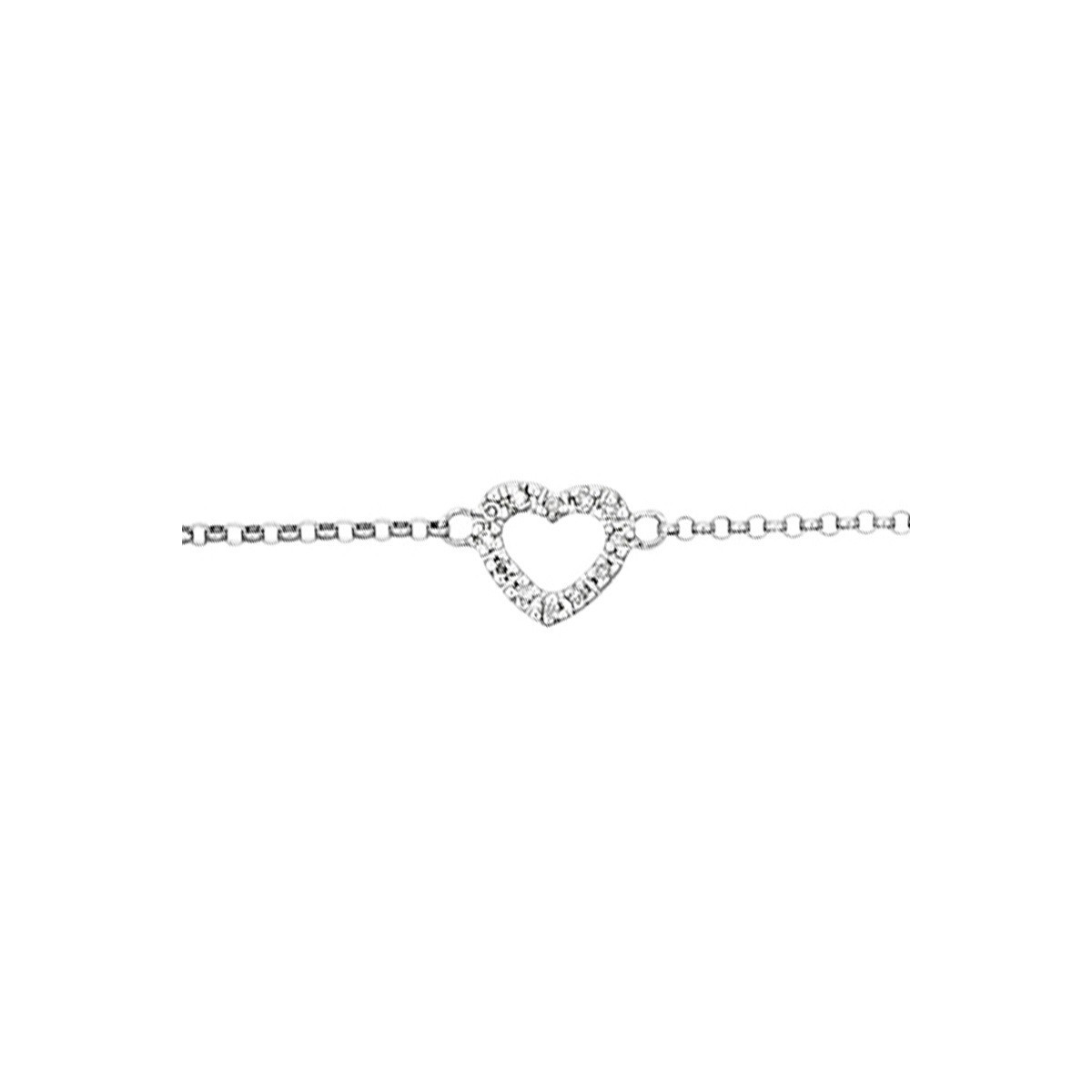 Bracelet Or Blanc et Diamants 0,04 carat " MINI COEUR"