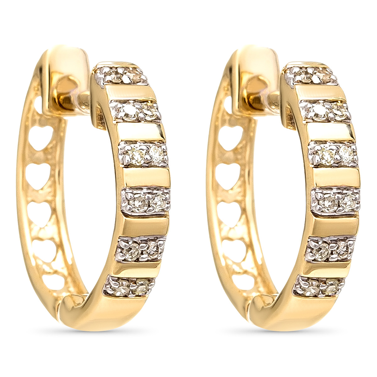 Boucles d'oreilles Or Jaune et Diamants 0,08 carats "Linéa" Boucles d'oreilles Or Jaune et Diamants 0,08 carat "LINÉA"