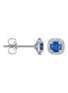 Boucles d'oreilles Or Blanc, Diamants 0,11 carats et Saphir 0,74 carats "Somptueux saphir"