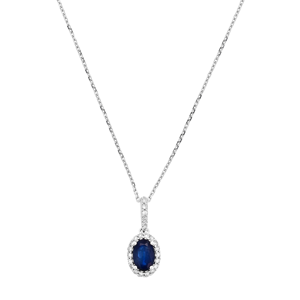 Pendentif "Douceur Brillante" Or blanc et Saphir